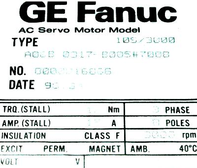 New Refurbished Exchange Repair  Fanuc Motors-AC Servo A06B-0317-B005-7008 Precision Zone