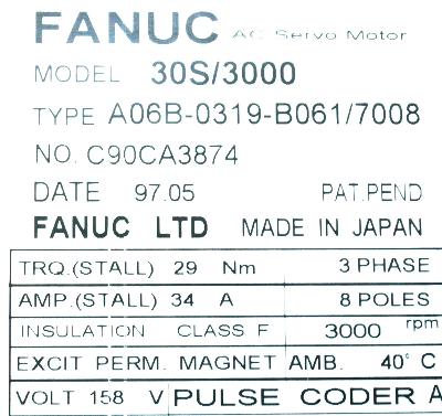 Fanuc A06B-0319-B061-7008 label image