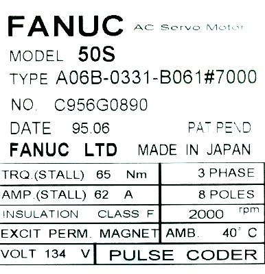 Fanuc A06B-0331-B061-7000 label image