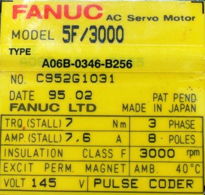 Fanuc A06B-0346-B256 label image