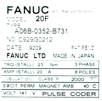 Fanuc A06B-0352-B731 label image