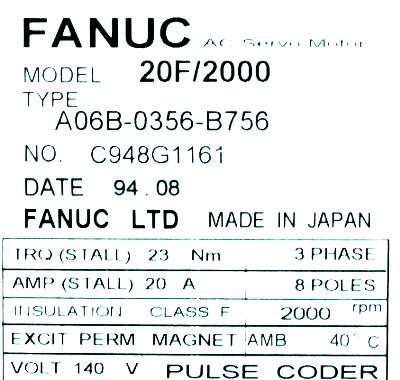 Fanuc A06B-0356-B756 label image