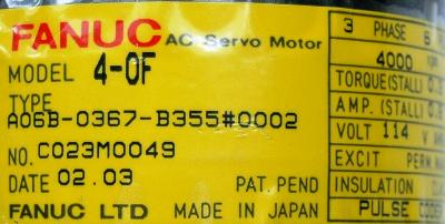 Fanuc A06B-0367-B355-0002 label image