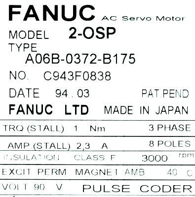 Fanuc A06B-0372-B175 label image
