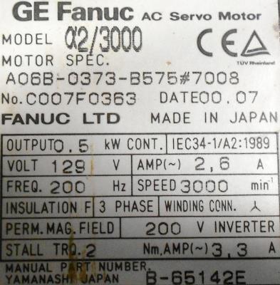 New Refurbished Exchange Repair  Fanuc Motors-AC Servo A06B-0373-B575-7008 Precision Zone