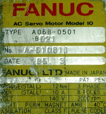 New Refurbished Exchange Repair  Fanuc Motors-AC Servo A06B-0501-B521 Precision Zone