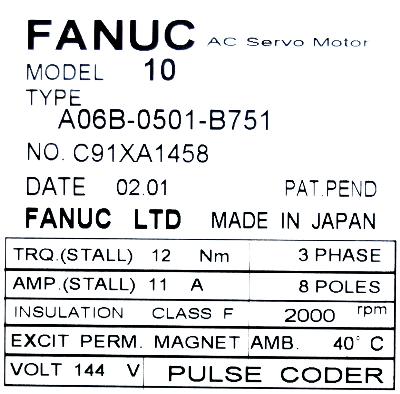 Fanuc A06B-0501-B751 label image