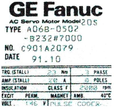 New Refurbished Exchange Repair  Fanuc Motors-AC Servo A06B-0502-B232-7000 Precision Zone