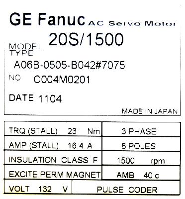 Fanuc A06B-0505-B042-7075 label image