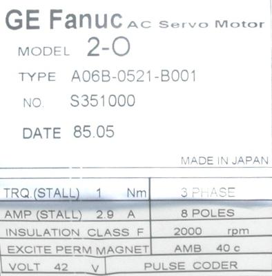 Fanuc A06B-0521-B001 label image