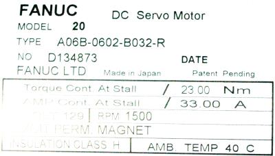 Fanuc A06B-0602-B032 label image