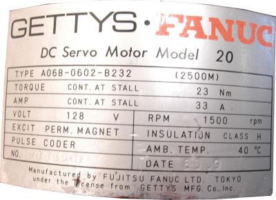 Fanuc A06B-0602-B232 label image