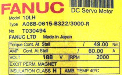New Refurbished Exchange Repair  Fanuc Motors-DC Servo A06B-0615-B322-3000 Precision Zone