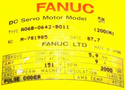 Fanuc A06B-0642-B011 label image