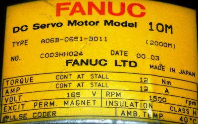 Fanuc A06B-0651-B011 label image