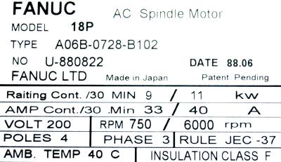 New Refurbished Exchange Repair  Fanuc Motors-AC Spindle A06B-0728-B102 Precision Zone