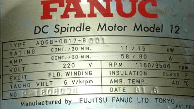 Fanuc A06B-0817-B001 label image