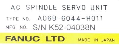 Fanuc A06B-6044-H011 label image