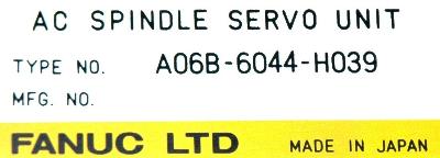 Fanuc A06B-6044-H039 label image