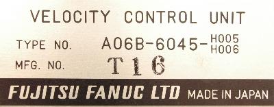 Fanuc A06B-6045-H005-H006 label image