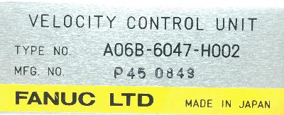 Fanuc A06B-6047-H002 label image