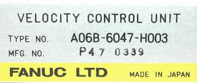 Fanuc A06B-6047-H003 label image