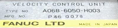 Fanuc A06B-6050-H003 label image