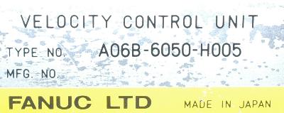 Fanuc A06B-6050-H005 label image