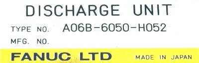 Fanuc A06B-6050-H052 label image