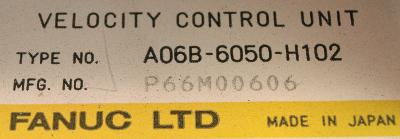 Fanuc A06B-6050-H102 label image