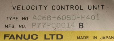 Fanuc A06B-6050-H401 label image