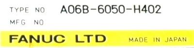 Fanuc A06B-6050-H402 label image