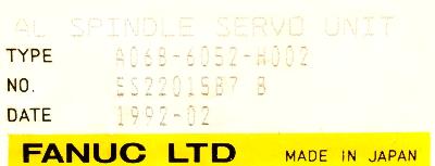 Fanuc A06B-6052-H002 label image