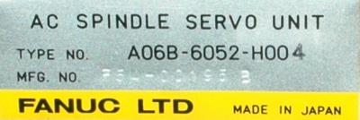 Fanuc A06B-6052-H004 label image