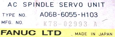 Fanuc A06B-6055-H103 label image