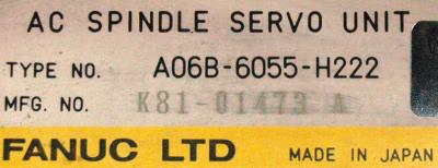 Fanuc A06B-6055-H222 label image