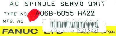 Fanuc A06B-6055-H422 label image