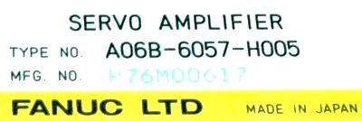 Fanuc A06B-6057-H005 label image