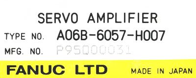 Fanuc A06B-6057-H007 label image