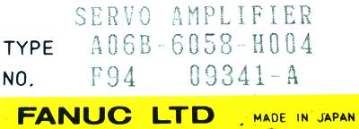 Fanuc A06B-6058-H004 label image