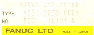 Fanuc A06B-6058-H006 label image