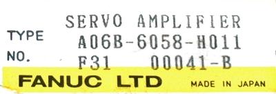 Fanuc A06B-6058-H011 label image