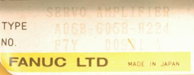 Fanuc A06B-6058-H224 label image