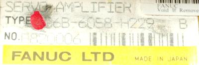 Fanuc A06B-6058-H229 label image