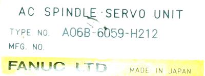 Fanuc A06B-6059-H212 label image