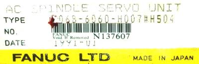 Fanuc A06B-6060-H007-H504 label image