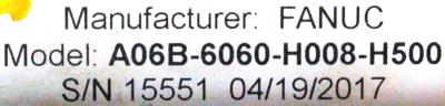 Fanuc A06B-6060-H008-H500 label image