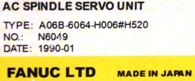 Fanuc A06B-6064-H006-H520 label image