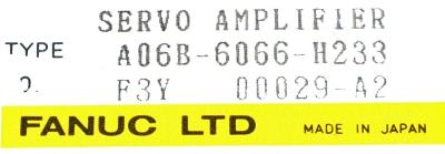 Fanuc A06B-6066-H233 label image