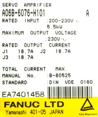 Fanuc A06B-6076-H101 label image